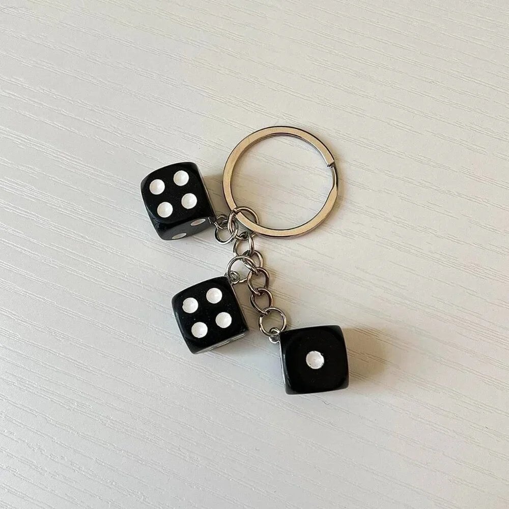 y2k 2000s black dice keyring for keychain